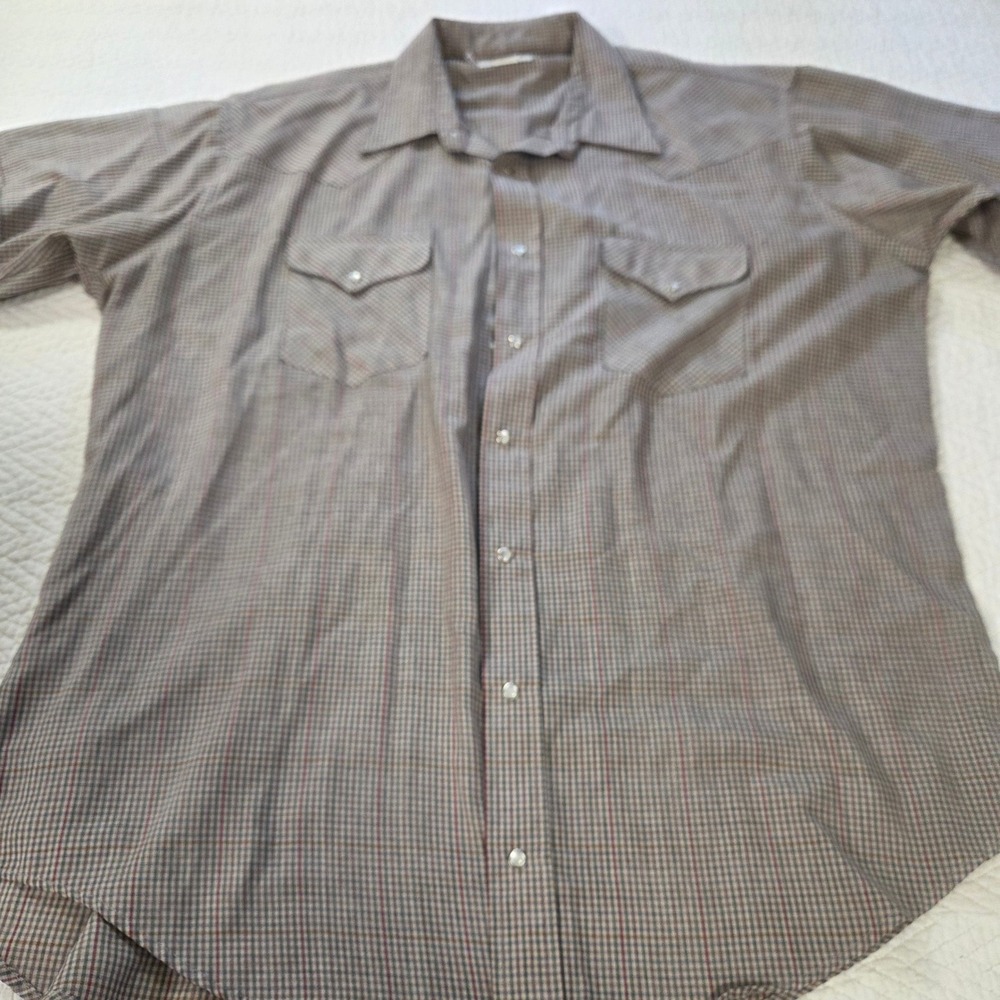 Ruddock Mens Western Pearl Snap Shirt 18.5 Big Men Plaid Short Sleeve USA Made